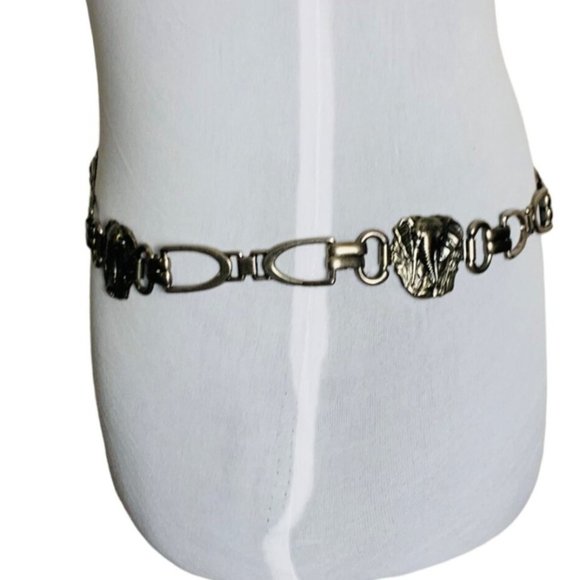 Elephant Western Boho Chain Link Belt VTG 80s Silver Concho Style Body Accessory main image 9